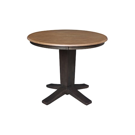 International Concepts 36 in. Solid Wood Round Top Pedestal Dining Table - 29.9 in. High, Hickory/Washed Coal K45-36RT-23B